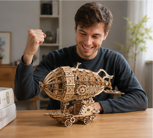 Puzzle 3D en bois montgolfière - vue 5