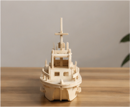 Puzzle 3D en bois bateau - vue 1