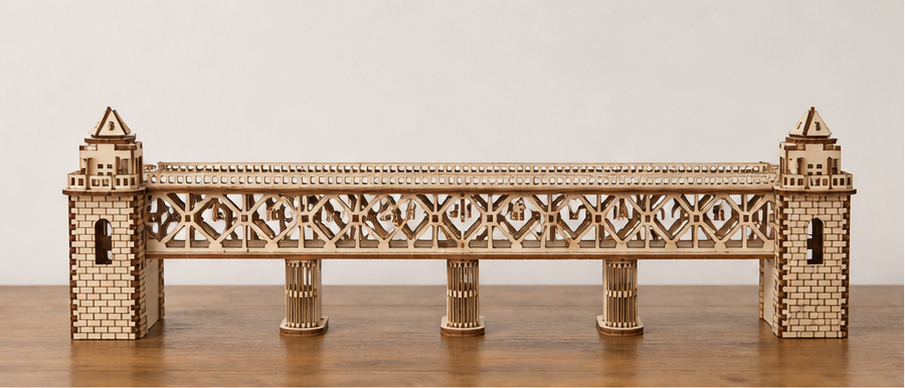 Puzzle 3D en bois pont pour train - vue 1
