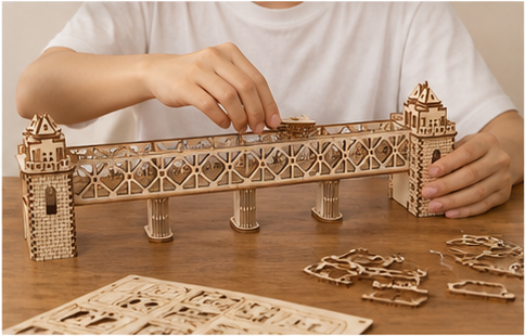 Puzzle 3D en bois pont pour train - vue 4
