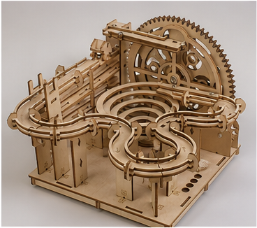 Circuit à billes en bois mécanique - vue 1
