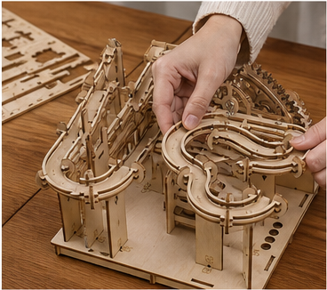 Circuit à billes en bois mécanique - vue 5