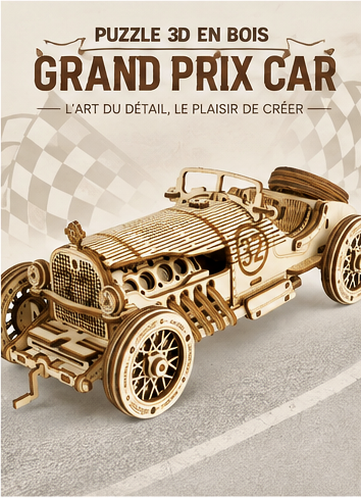 Puzzle 3D en bois – Voiture de Grand Prix