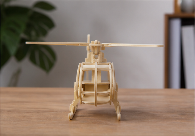 Puzzle 3D en bois hélicoptère - vue 1