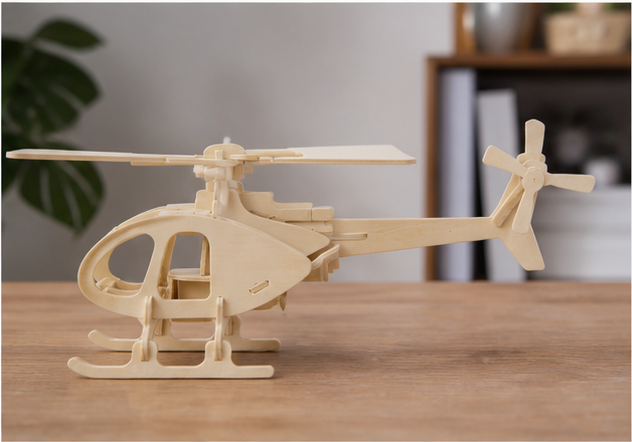 Puzzle 3D en bois hélicoptère - vue 2