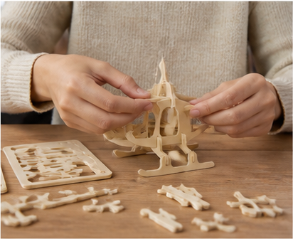 Puzzle 3D en bois hélicoptère - vue 3