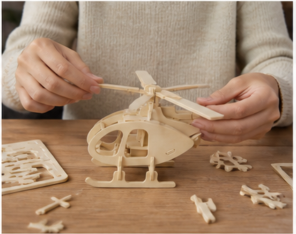 Puzzle 3D en bois hélicoptère - vue 4