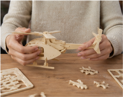 Puzzle 3D en bois hélicoptère - vue 5