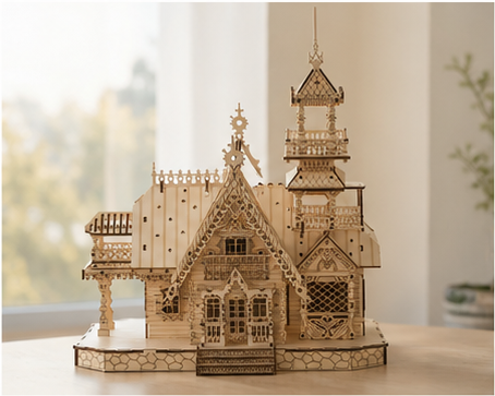 Puzzle 3D en bois maison victorienne - vue 1