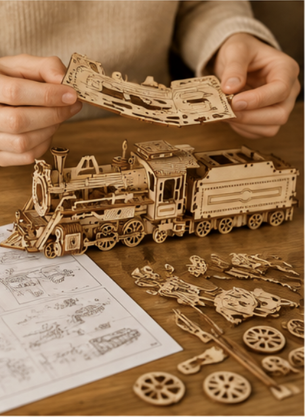 Puzzle 3D en bois – Locomotive à vapeur II