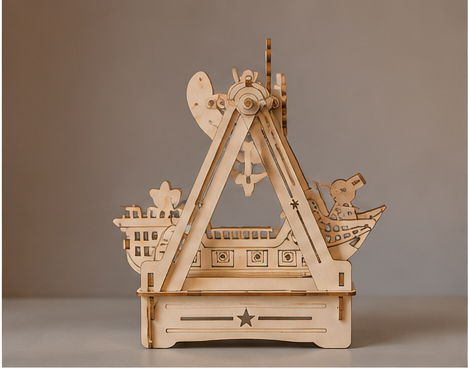 Puzzle 3D en bois bateau à bascule - vue 2