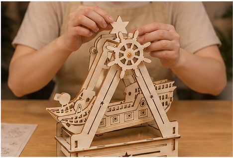 Puzzle 3D en bois bateau à bascule - vue 5