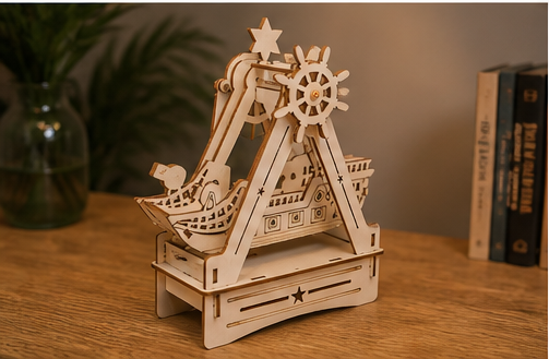 Puzzle 3D en bois bateau à bascule - vue 7