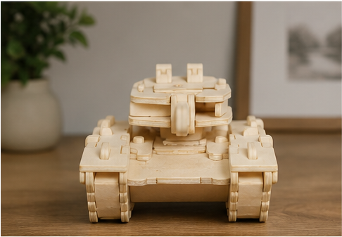 Puzzle 3D en bois tank militaire - vue 1