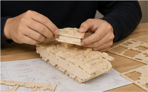 Puzzle 3D en bois tank militaire - vue 4