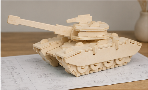 Puzzle 3D en bois tank militaire - vue 6