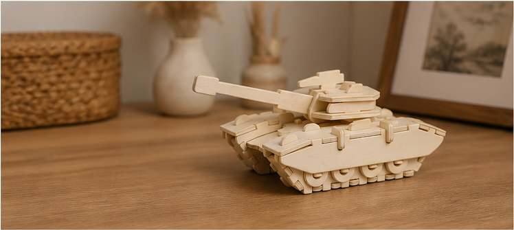 Puzzle 3D en bois tank militaire - vue 7